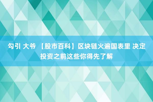 勾引 大爷 【股市百科】区块链火遍国表里 决定投资之前这些你得先了解