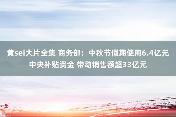 黄sei大片全集 商务部：中秋节假期使用6.4亿元中央补贴资金 带动销售额超33亿元