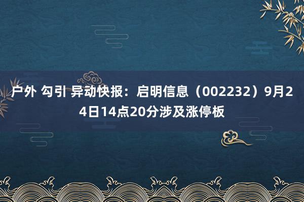 户外 勾引 异动快报：启明信息（002232）9月24日14点20分涉及涨停板