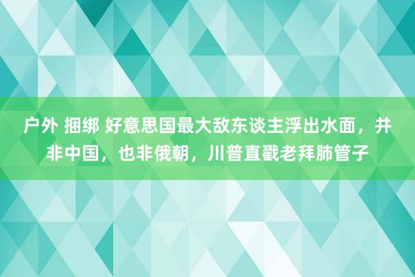 户外 捆绑 好意思国最大敌东谈主浮出水面，并非中国，也非俄朝，川普直戳老拜肺管子