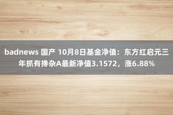 badnews 国产 10月8日基金净值：东方红启元三年抓有搀杂A最新净值3.1572，涨6.88%