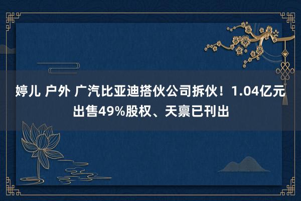 婷儿 户外 广汽比亚迪搭伙公司拆伙！1.04亿元出售49%股权、天禀已刊出