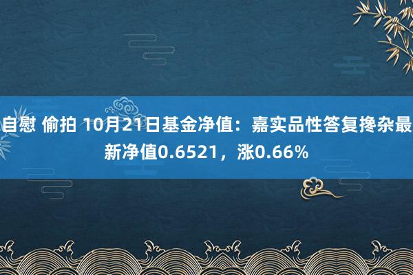 自慰 偷拍 10月21日基金净值：嘉实品性答复搀杂最新净值0.6521，涨0.66%