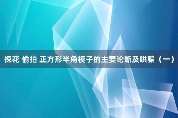 探花 偷拍 正方形半角模子的主要论断及哄骗（一）