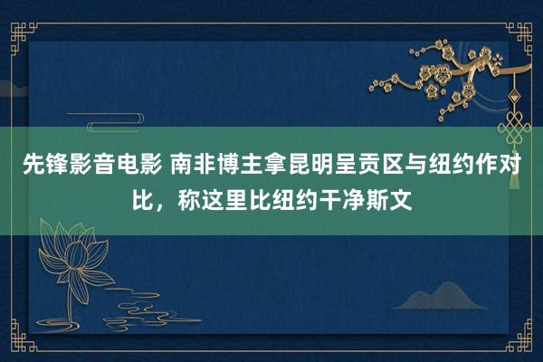 先锋影音电影 南非博主拿昆明呈贡区与纽约作对比，称这里比纽约干净斯文