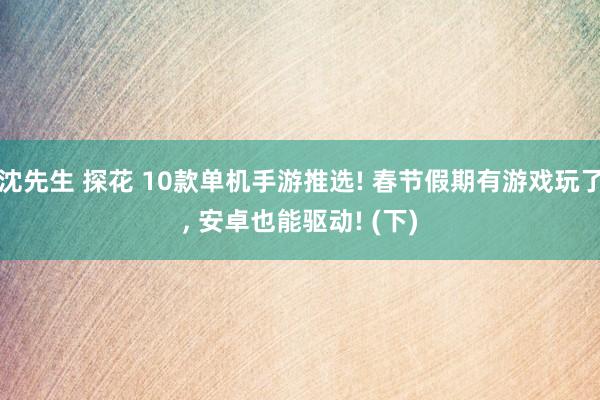 沈先生 探花 10款单机手游推选! 春节假期有游戏玩了， 安卓也能驱动! (下)