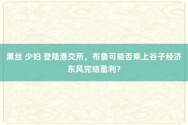 黑丝 少妇 登陆港交所，布鲁可能否乘上谷子经济东风完结盈利？