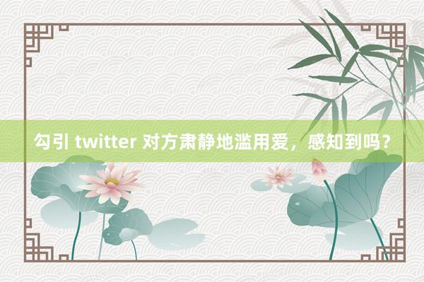 勾引 twitter 对方肃静地滥用爱，感知到吗？